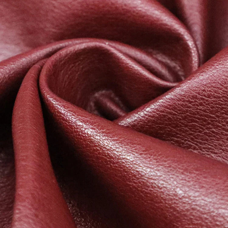 Lautaro Long Soft Faux leather pencil skirt women with front slit pockets High waisted midi skirts for women wine red skirt