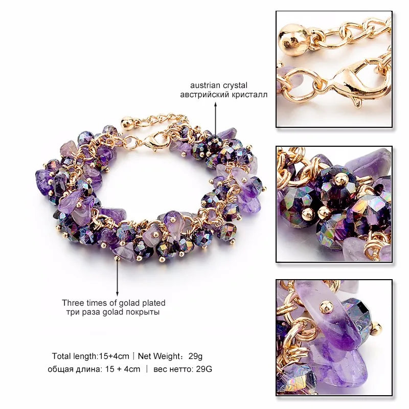 Bohemian Trendy Irregular Natural Crushed Stone Bracelets For Women Crystal Chain Charm Handmade Bracelet Princess Bride Gift