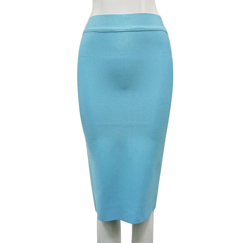 16 Colors Tight Pink Green Black Rayon Knee Length Bandage Skirt Night Club Party Skirt