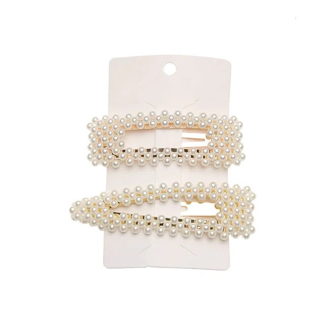 5Pcs/Set Fashion Pearl Hair Clip Snap Button Hair Pins for Women Sweet Pearl Hairpin Hair Clips Jewelry Lady Barrette Stick 16 Gold color