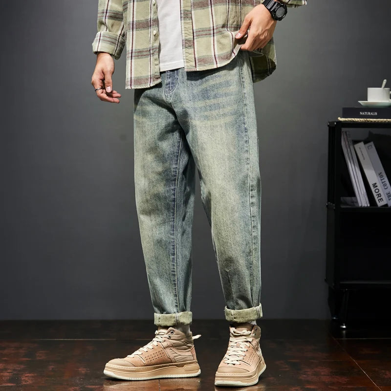 Jeans For Men Baggy Pants Loose Fit Harem Pants Vintage Clothes Men Fashion Pockets Patchwork Large Trousers Oversized 42