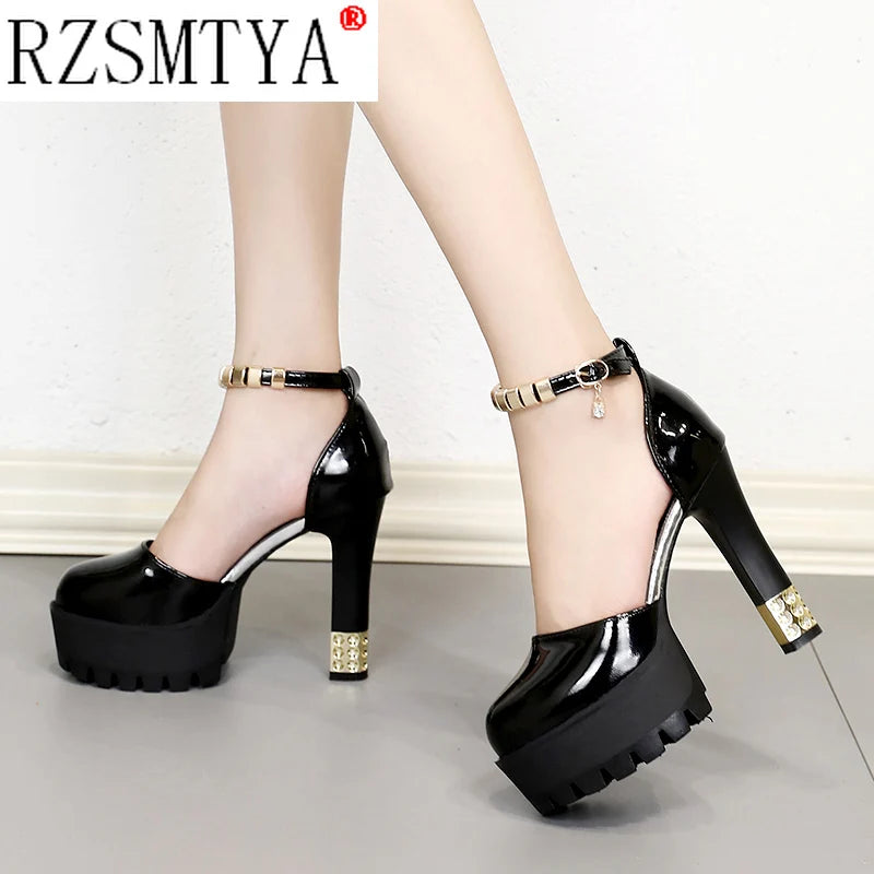 Women Pumps Spring Summer Rhinestone High Heels Shoes Platform Thick Cheongsam High Heels Bottom Office