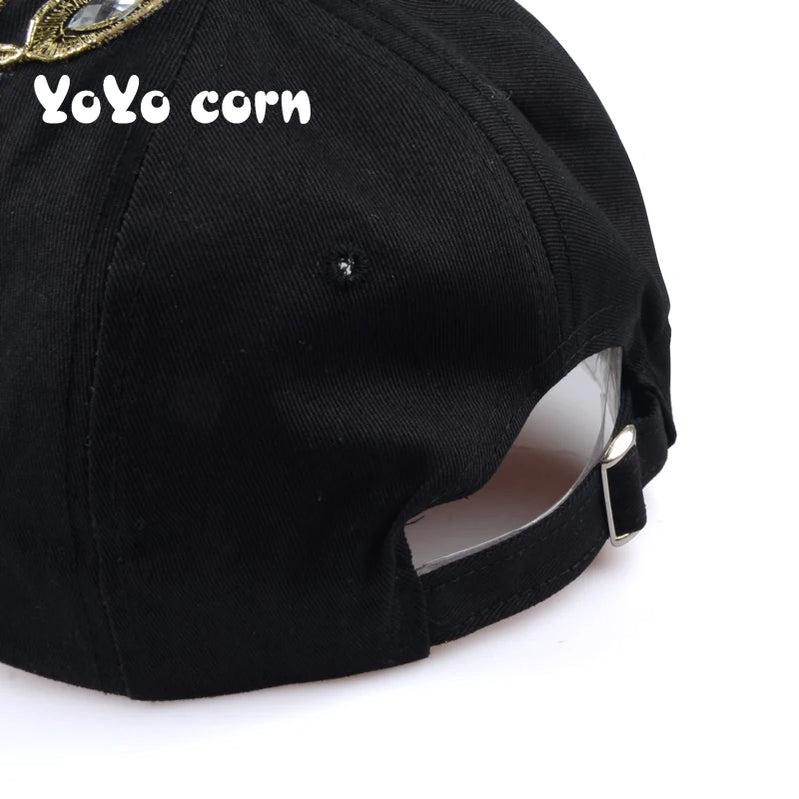 YOYOCORN Baseball Cap With Flower Canvas Snapback Caps For Women Female Cap Hat High Quality Rhinestone Denim Cap