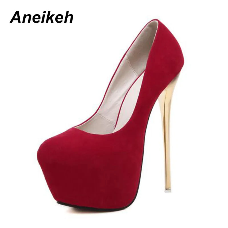Big Size 41 42 43 44 45 Sexy Pumps Wedding Women Fetish Shoes Concise Woman Pumps High Heel Stripper Flock Pumps 16 cm