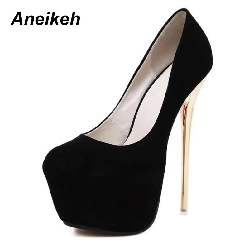 Big Size 41 42 43 44 45 Sexy Pumps Wedding Women Fetish Shoes Concise Woman Pumps High Heel Stripper Flock Pumps 16 cm Black