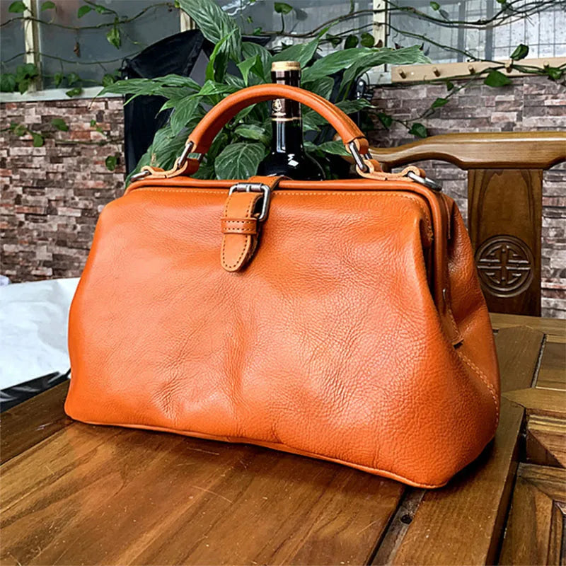 Original Leather Doctor Handbag Cowhide Women Big Shoulder Bags High Quality Vintage Manual Paint Crossbody Bags