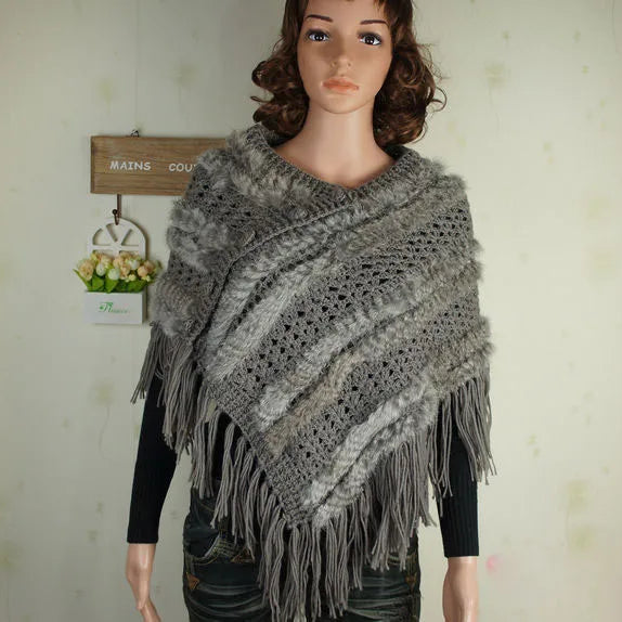 Spring wearing coat rabbit fur cape women's fur shawl all-match bride wedding formal dress free shipping grass grey One Size