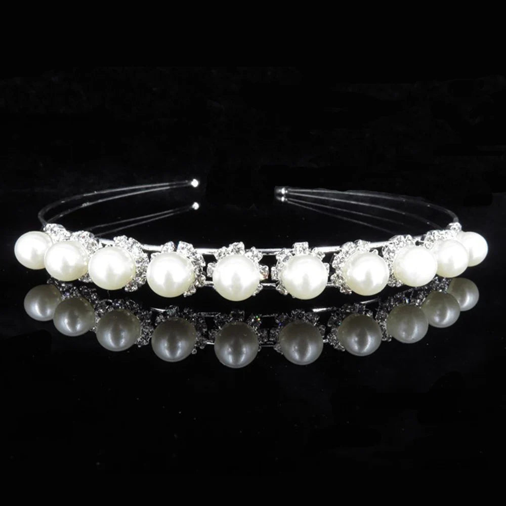 AINAMEISI Fashion Bridal Hair Accessories For Women Hairbands Pearl Crystal Rhinestone Wedding Crown Tiara Wedding Hair Jewelry