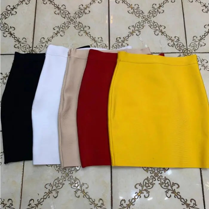 Wholesale Shipping Candy Color Sexy Women Bodycon Mini Bandage Skirt 2021 Designer Fashion Black Pencil Skirt Faldas 43cm