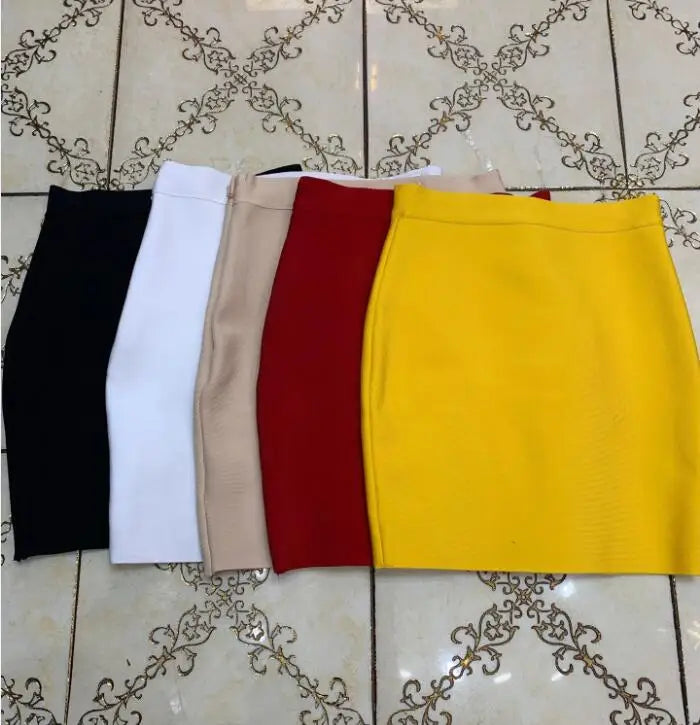 Mini saia bandage bodycon feminina sexy, cor de doce, 2021, saia lápis preta, 43 cm, frete por atacado
