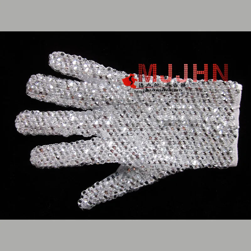 Rare Handmade MJ Michael Jackson Crystals Glove Silver Dazzle Billie Jean for Impersonator Party Performance Audlts Right Hand