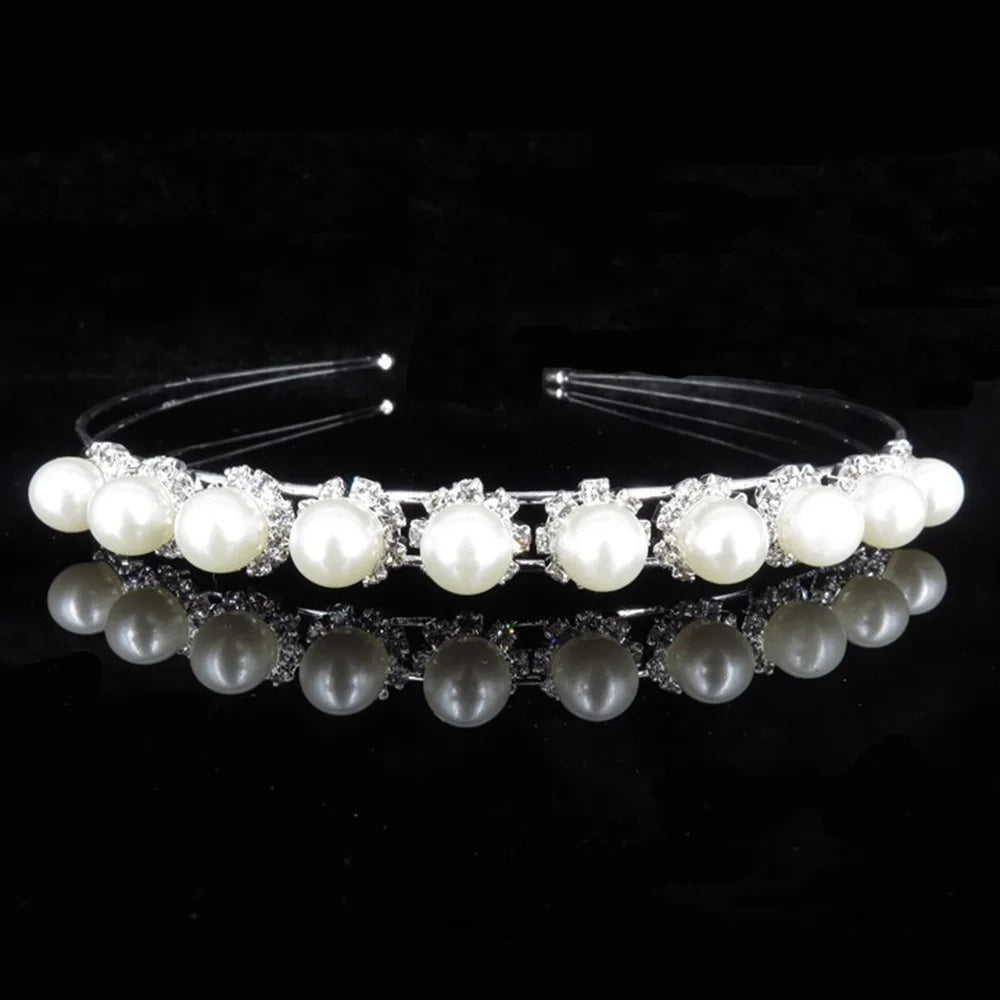 AINAMEISI Fashion Bridal Hair Accessories For Women Hairbands Pearl Crystal Rhinestone Wedding Crown Tiara Wedding Hair Jewelry 4