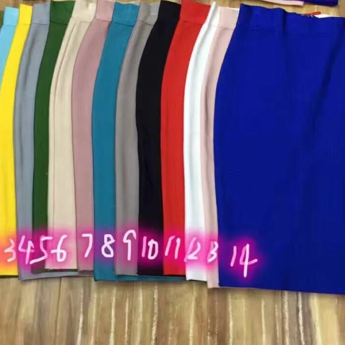 16 Colors Tight Pink Green Black Rayon Knee Length Bandage Skirt Night Club Party Skirt