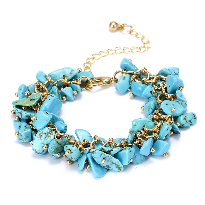 Bohemian Trendy Irregular Natural Crushed Stone Bracelets For Women Crystal Chain Charm Handmade Bracelet Princess Bride Gift BR17Y034M4