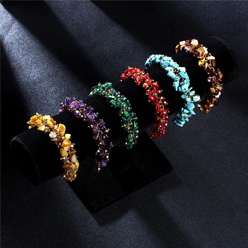 Bohemian Trendy Irregular Natural Crushed Stone Bracelets For Women Crystal Chain Charm Handmade Bracelet Princess Bride Gift