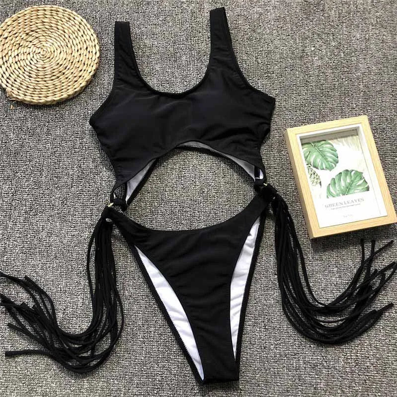 2023 New Sexy Leopard Swimwear Tummy Cut Out One Piece Swimsuit Female Tassel Bather Hollow Out Bathing Suit Swim Wear Lady 3880 3880 NO 3