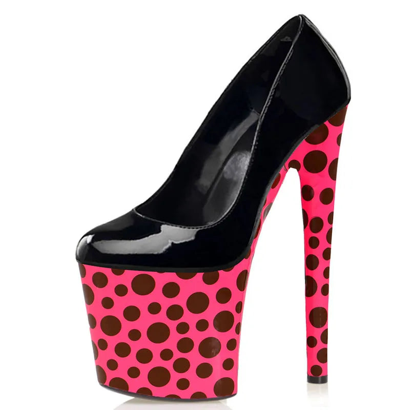 Fashion Rose Red Sexy Slip On Ankle Straps Women's/Girl's Pumps 20CM Super High heeled Pumps Dance Party Pumps 2