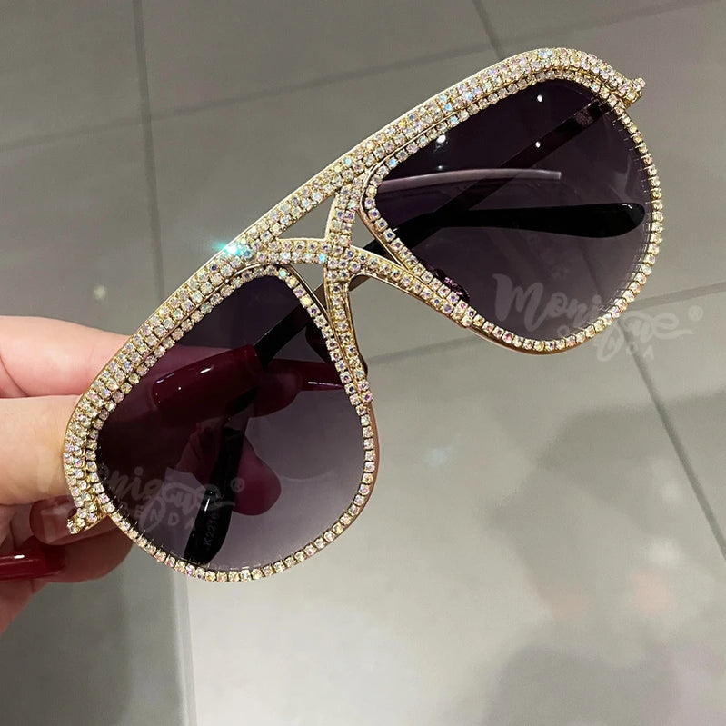 Sunglasses Women 2023 Rhinestone Oversized Sun Glasses Men Luxury Designer Eyeglasses Oculos De Sol Feminino