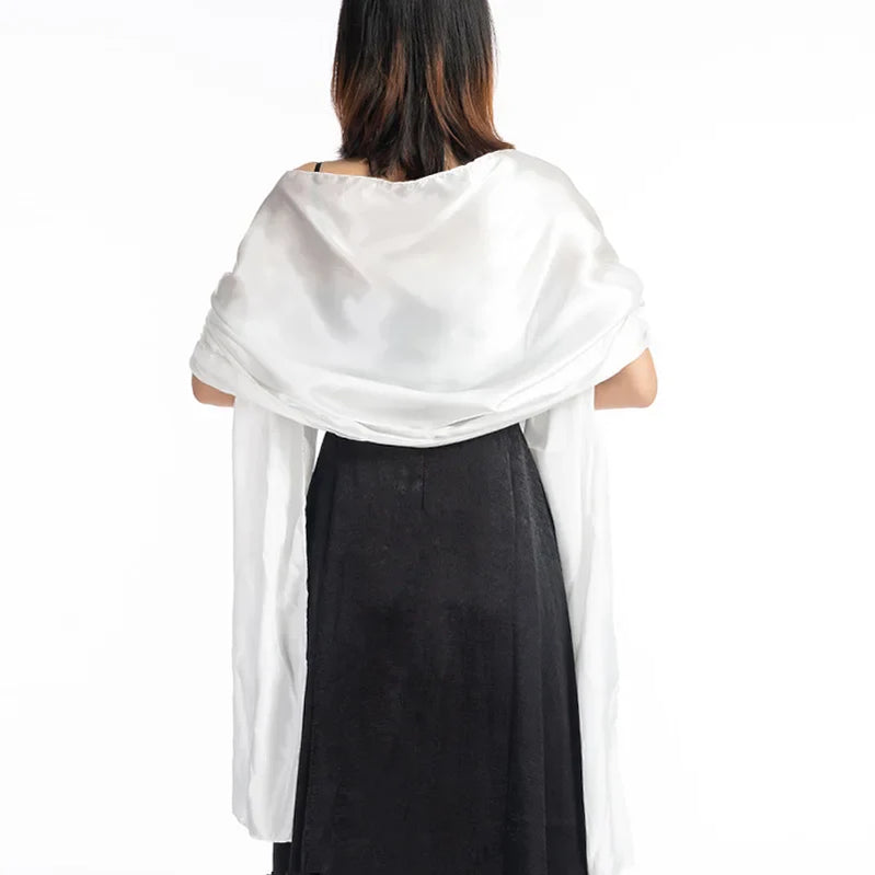 19 Colors New Arrival Women Evening Wraps Shawls 240*70cm Satin Long Formal Wedding Party Ladies Bolero 2 Size Can Choose beige