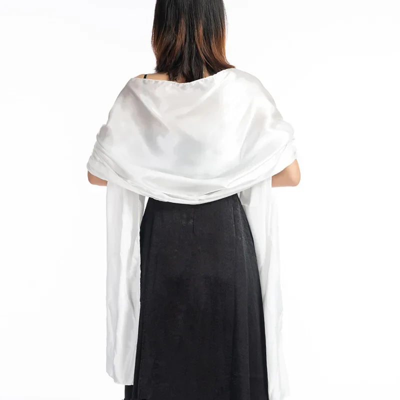 19 Colors New Arrival Women Evening Wraps Shawls 240*70cm Satin Long Formal Wedding Party Ladies Bolero 2 Size Can Choose beige