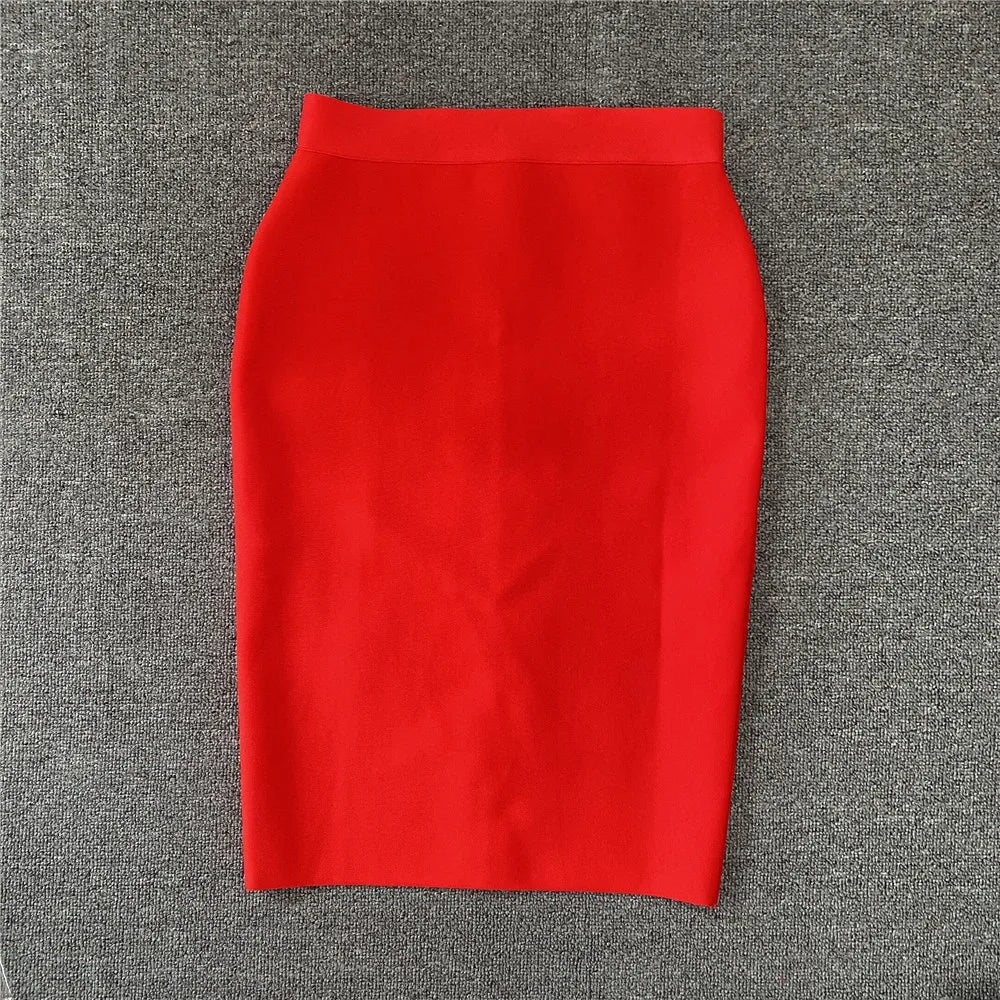 Women Rayon Bandgae Skirt Elegant Pencil Skirt Celebrity Sexy Club Party Wear Vintage Vestios