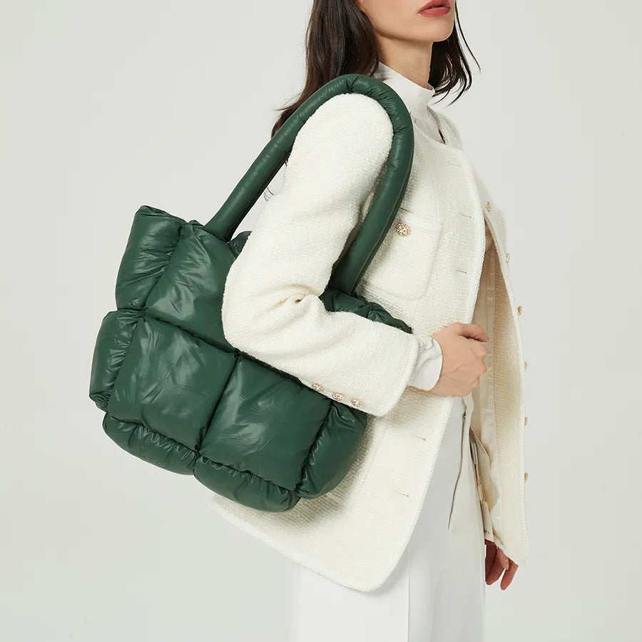 Fashion Large Tote Padded Handbags Designer Quilted Women Shoulder Bags Luxury Nylon Down Cotton Crossbody Bag Winter Purse