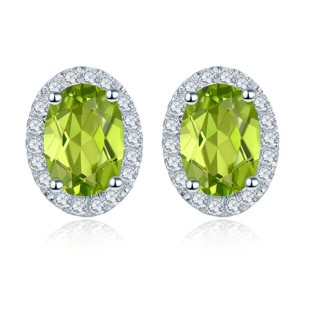 Hutang 2.06ct Genuine Rhodolite Garnet 925 Silver Stud Earrings Solid 925 Sterling Silver Fine Elegant Jewelry for Women Peridot