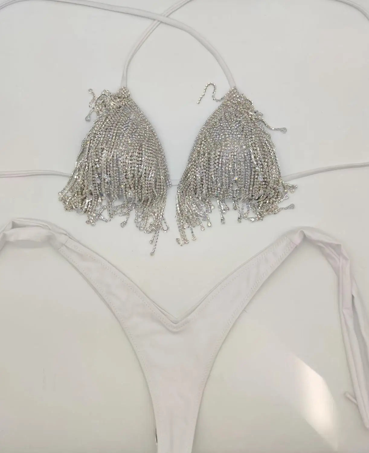 Crystal bikini diamond swimwear biquini diamond bikini beachwear popular swim suit rhinestone swimsuits bikini WHITE