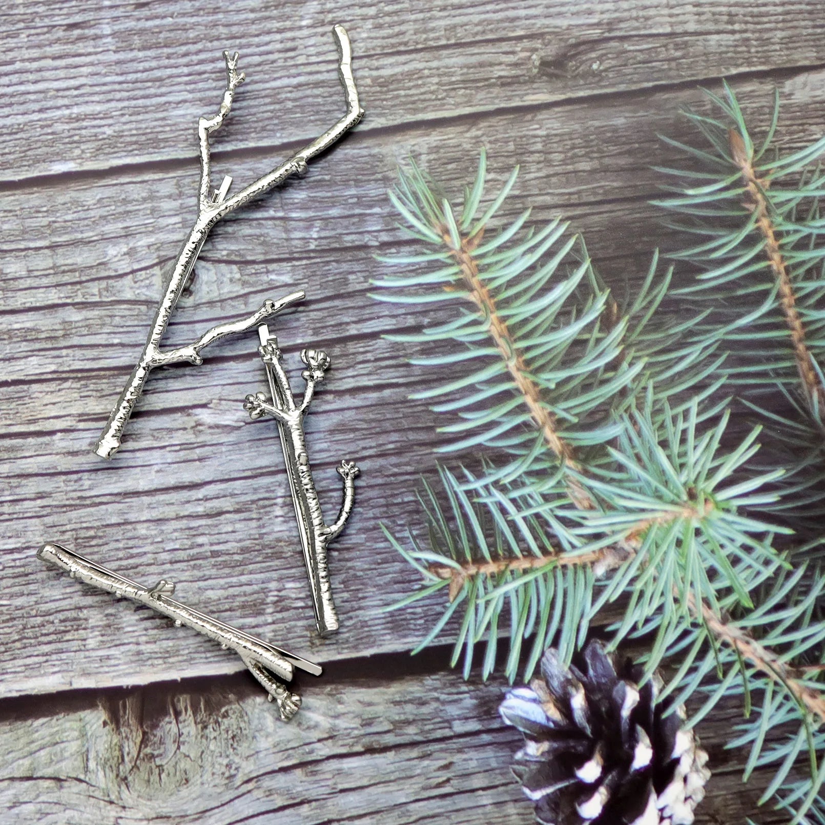 Leaf Branch Goddess Hair Pins Crown Tiara Headband Hair Accessories for Women Wedding Toga Head Dress Alice Band Bridal Jewelry 3-Branch-Silver