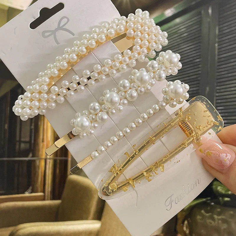 Simulated Pearl Hair Clips For Women Korean Women Hairpins Girl Geometric Hair Barrettes Fashion Hairgrip Hair Accessories Set 27