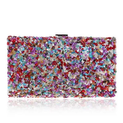 Flower Candy Color Women Evening Bags Wedding Party Event Clutch Diamonds Metal Rhinestones Handbags Beading Purse Diamonds Bag YM1136color Mini(Max Length<20cm)