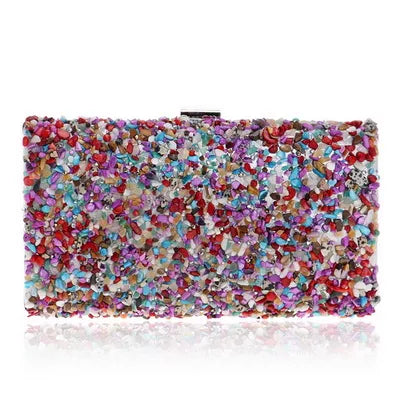 Flower Candy Color Women Evening Bags Wedding Party Event Clutch Diamonds Metal Rhinestones Handbags Beading Purse Diamonds Bag YM1136color Mini(Max Length<20cm)