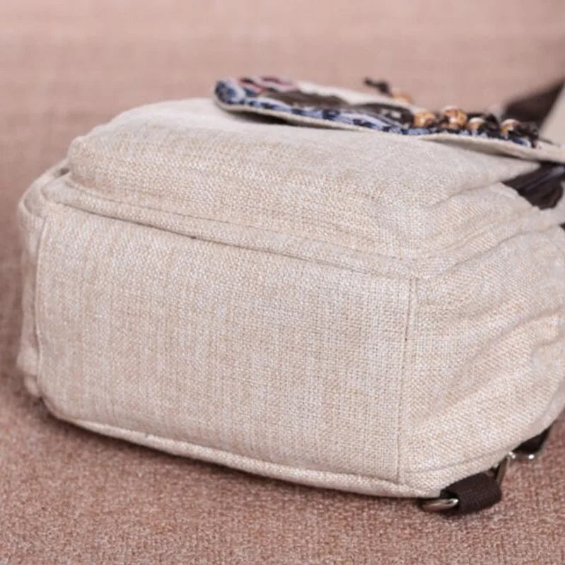 Vintage Cotton Fabric Backpacks for Women Lightweight Leisure Rucksacks Girls Applique Ethnic Travel Bags сумка женская Рюкзаки