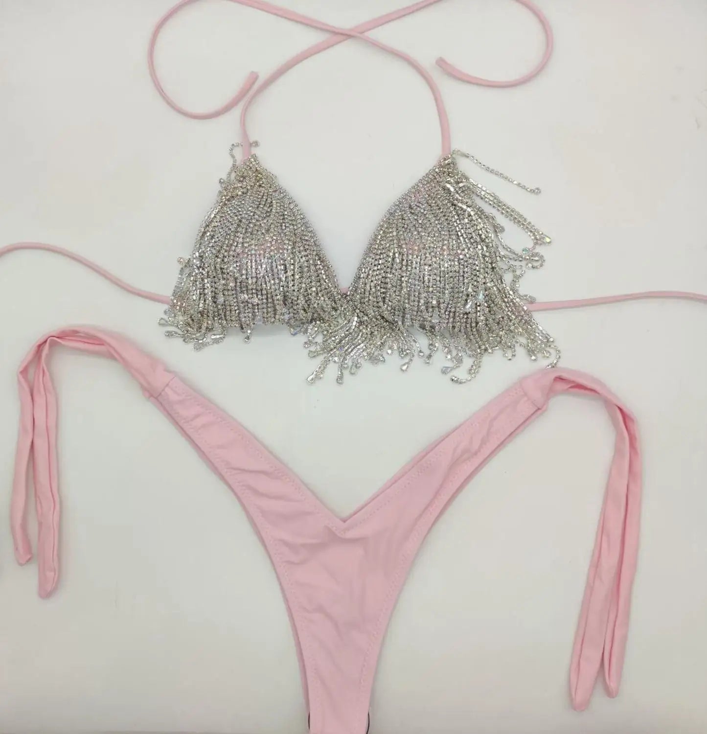 Crystal bikini diamond swimwear biquini diamond bikini beachwear popular swim suit rhinestone swimsuits bikini Pink