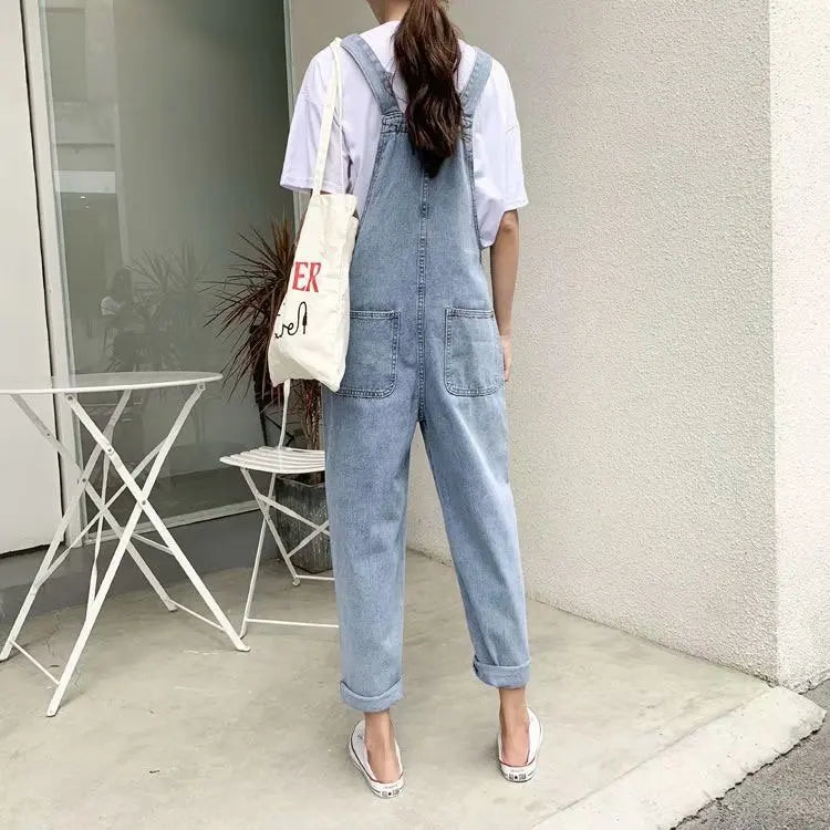 Denim Jumpsuits Women Pant Woman Jeans High Waist Denim Pants Wide Leg Denim Clothing Blue Jeans Vintage Fashion