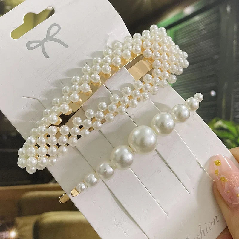 Simulated Pearl Hair Clips For Women Korean Women Hairpins Girl Geometric Hair Barrettes Fashion Hairgrip Hair Accessories Set 4