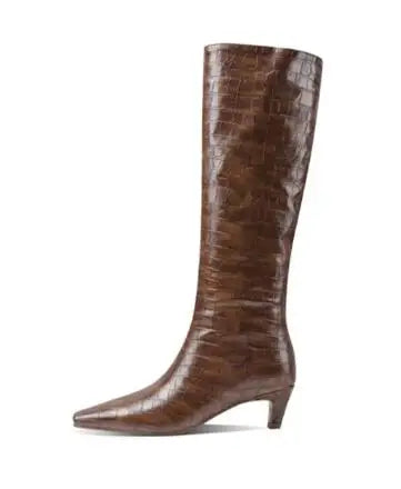 Big Size 34-43 Women's Shoes 2024 Autumn Winter Elastic boots Nubuck Flock Chelsea boots Tip Knee High Knight Long Boots DST5319-1 brown