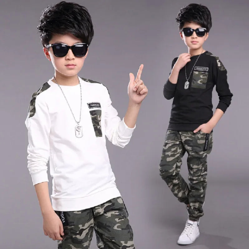 Children Clothing Sets For Boys Camouflage Sports Suits Spring Kids Tracksuits 2021 Teenage Boys Sportswear 4 6 8 9 10 12 Years