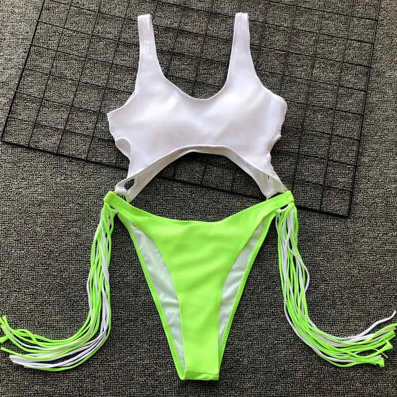 2023 New Sexy Leopard Swimwear Tummy Cut Out One Piece Swimsuit Female Tassel Bather Hollow Out Bathing Suit Swim Wear Lady 3880 3880 NO 6