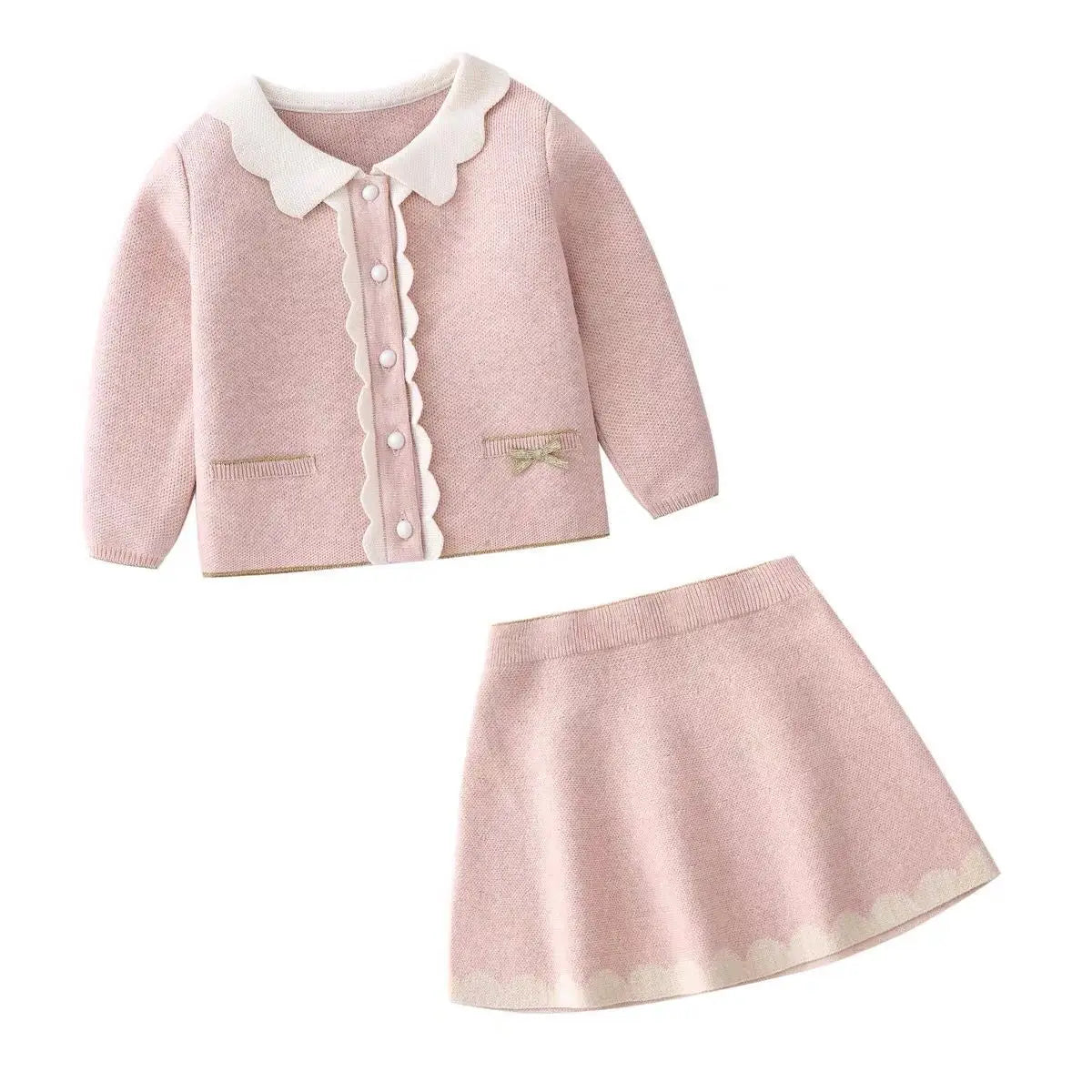 Autumn Winter Baby Girl Knitted Dress Japanese Navy Collar College Style Pleated Dress Kids Dresses for Girls Dress for Girls Pink