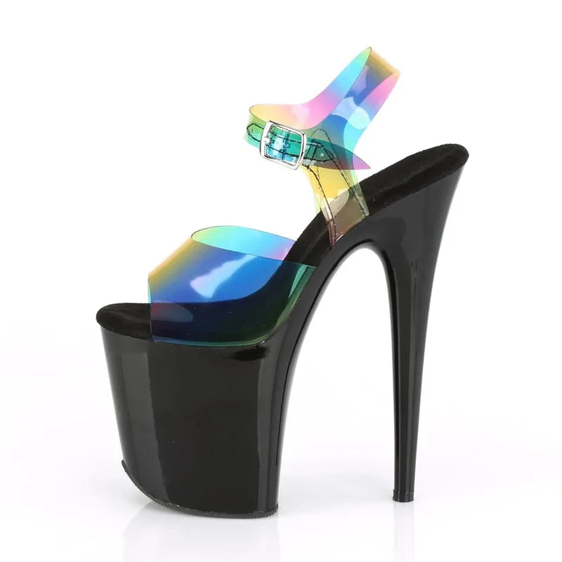 Sandalias Women's Sandals Ladies Pumps Fashion PVC Buckle Strap 20CM Thin High Heels waterproof Party Wedding shoes for woman