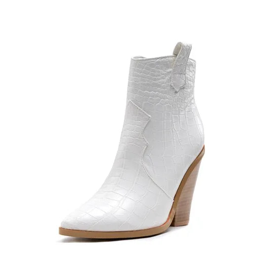 MStacchi Gold Snake Print Ankle Boots For Women Wedge High Heels Boots Woman Runway Design Chunky Heels Botas Mujer Western boot