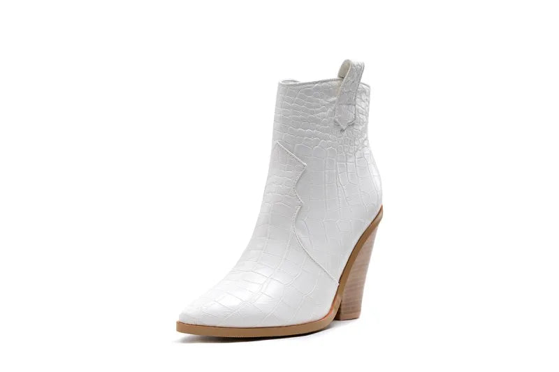 MStacchi Gold Snake Print Ankle Boots For Women Wedge High Heels Boots Woman Runway Design Chunky Heels Botas Mujer Western boot