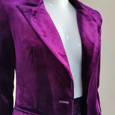 High Street Autumn New Purple Sexy Full Sleeves 2 Pieces Set Elegant Women Celebrity Party Fashion Wear