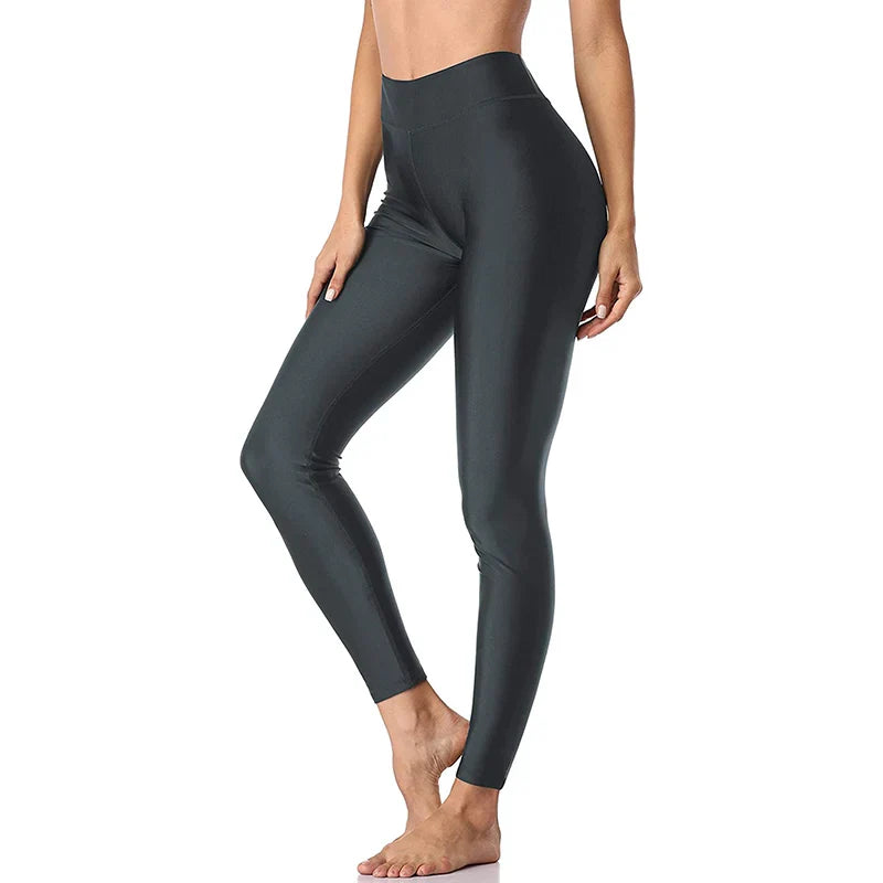Anfilia Swimming Pants for Women High Waisted Swim Pants Swim Leggings Swim Tights GRY