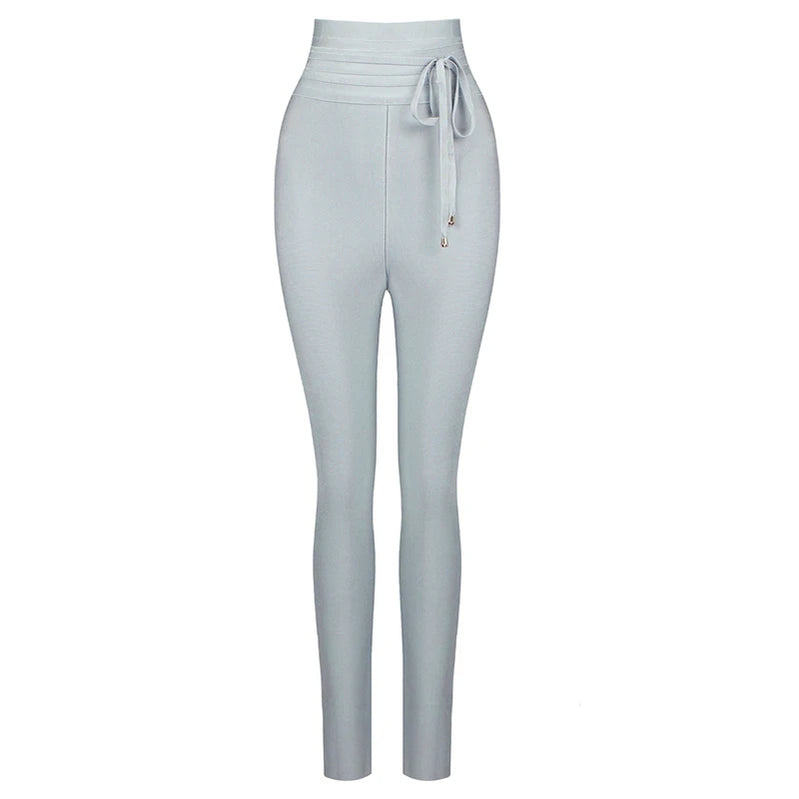 Black Grey Pink Rayon Bandage Pant Sexy Fashion Celebrity Pant GRAY
