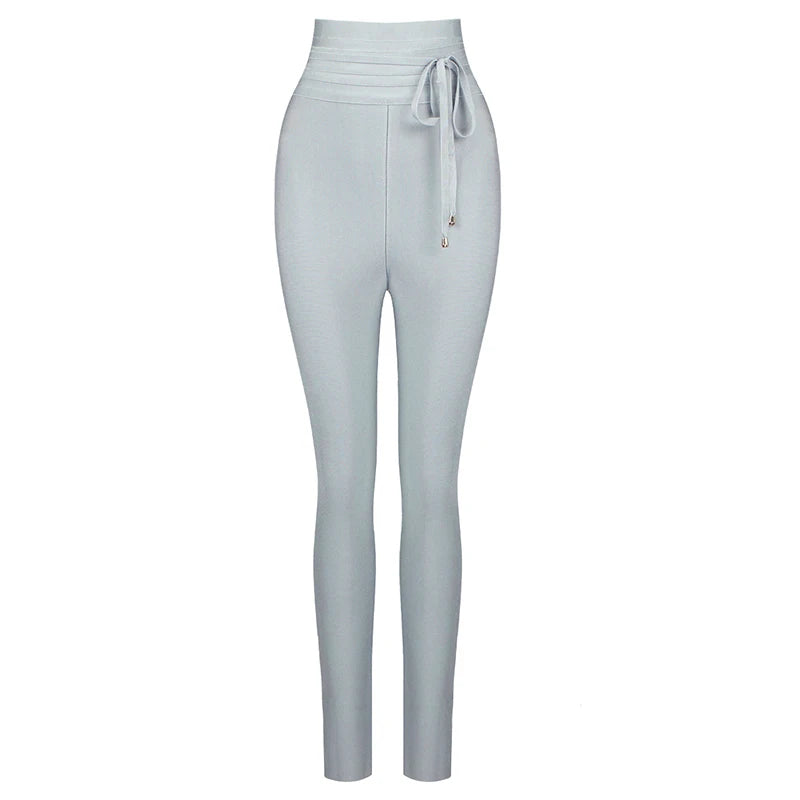 Black Grey Pink Rayon Bandage Pant Sexy Fashion Celebrity Pant GRAY