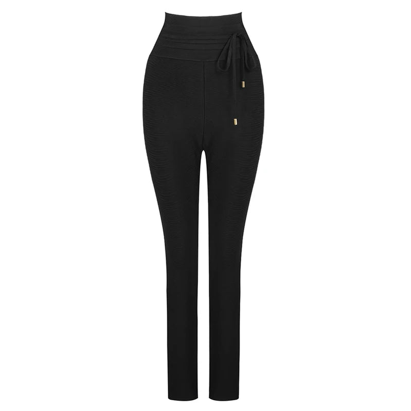 Black Grey Pink Rayon Bandage Pant Sexy Fashion Celebrity Pant black