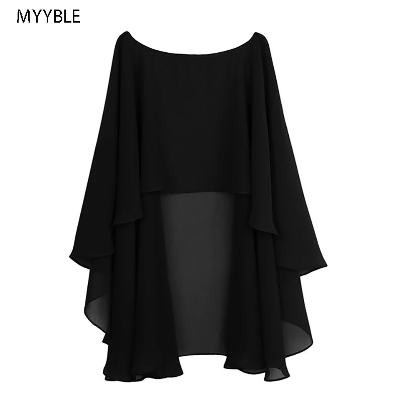 Womens Ladies Soft Wedding Capes Wedding Jacket Wraps Chiffon Shrug Bridal Bolero Long Shawl and Wraps Evening Wedding Cover Up black