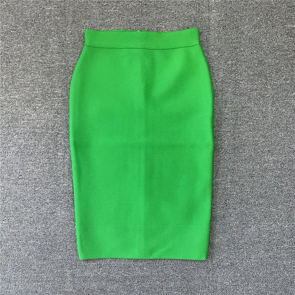 Women Rayon Bandgae Skirt Elegant Pencil Skirt Celebrity Sexy Club Party Wear Vintage Vestios